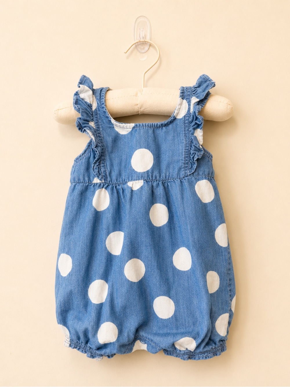Carter's Blue Denim Polka Dot Baby One-Piece